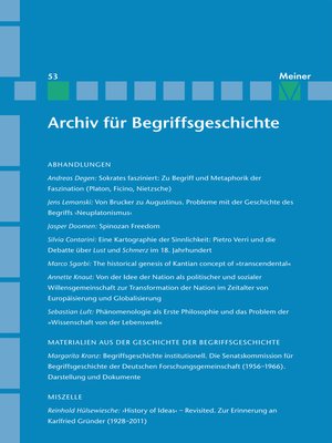 cover image of Archiv für Begriffsgeschichte. Band 53